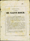 Annonce de la neuvaine en l'honneur de saint Roch qui aura lieu, le jour de l'Assomption, dans la chapelle Saint-Hubert dite des Bouchers. Une note manuscrite date ce document de 1850.