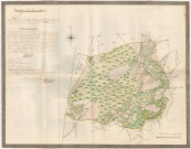 Plan des terrains des communes de Champion, Cognelée, Marchovelette, Gelbressée et Bonines sur lesquels Jean-Joseph Jaumenne, maitre de forges à Marchienne-au-Pont, envisage d'installer des mines de fer.
