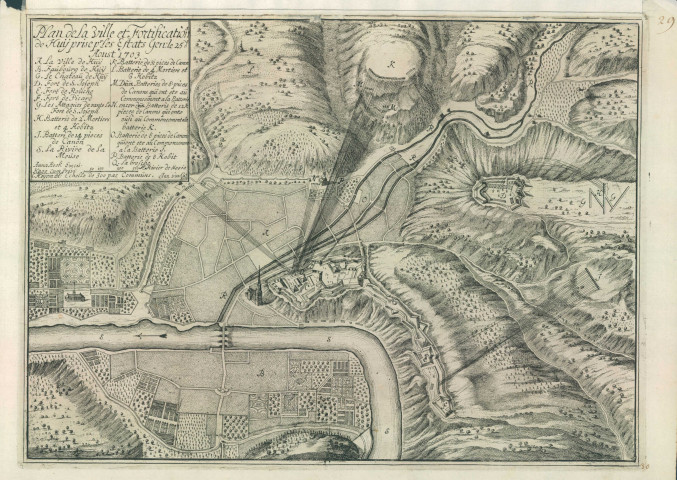 Plan de la Ville et Fortifications de Huy pr les Estats Gen : le 25 de Aoust 1703