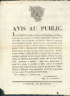 Avis au public du Comité provisoire de police et d'administration de Namur sur l'interdiction de l'usage d'armes à feu (signé S.J. Lafontaine).