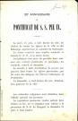 Programmes des manifestations religieuses qui seront organisées en l'honneur du 25e anniversaire du pontificat de Pie IX. Une mention manuscrite date le document de juin 1871.