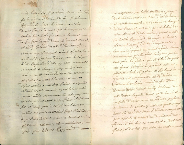 Jugement concernant une rente rendu par Philippe Hippolyte Dupaix, Jacques Quinart et François Dotreppe, échevins de Namur.