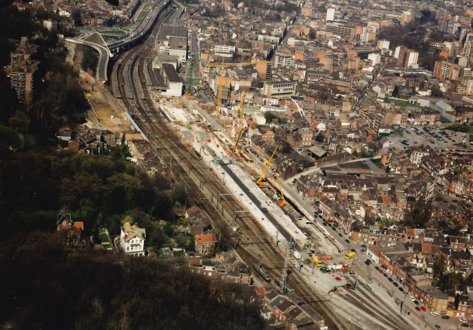 Liège. Evolution du chantier de la future gare TGV des Guillemins.