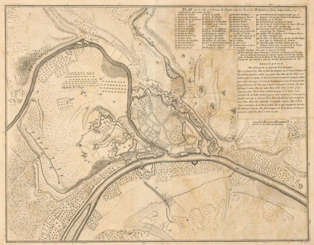 Plan de la Ville et Château de Namur avec les dernieres Fortifications faites jusqu'à L'an 1709.
Harrewyn feci