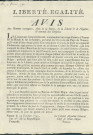 Avis à la population namuroise sur la création par les Français d'un régiment d'infanterie "Comté de Namur". Appel aux candidatures. Signé Foissac, colonel adjudant général, chef d'état-major.
