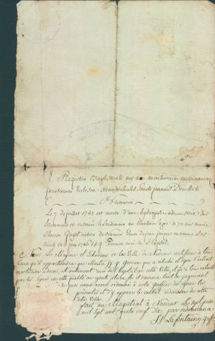 Extrait d'acte de décès de Marie Thérèse Giegot, le 7 juillet 1782.