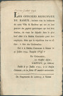 Annonce des officiers municipaux de Namur invitant les habitants à déposer du papier à la Maison commune pour faire des cartouches. Signé Coppoy.