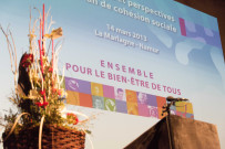 Namur. Wépion. La Marlagne. Conférence sur les évaluations et les perspectives du plan de cohésion sociale, en présence des ministres Tillieux et Furlan.