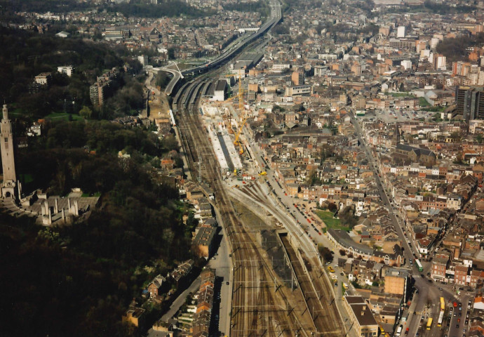 Liège. Evolution du chantier de la future gare TGV des Guillemins.