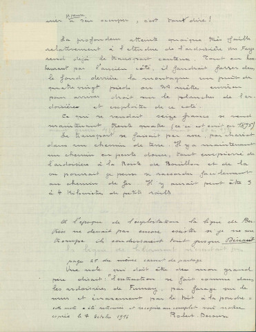 Note de Robert Decoux résumant le témoignage, trouvé dans un cahier de partage, d'un ouvrier qui a travaillé à la carrière jusqu'en 1847 environ