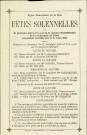 Programme des fêtes solennelles organisées, du 22 janvier 1894 (?) au 25 janvier 1894 (?), dans l'église Notre-Dame de la Paix de Namur.