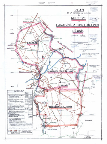 Plan de la concession minière du Gouffre et Carabinier-Pont-de-Loup réunis.