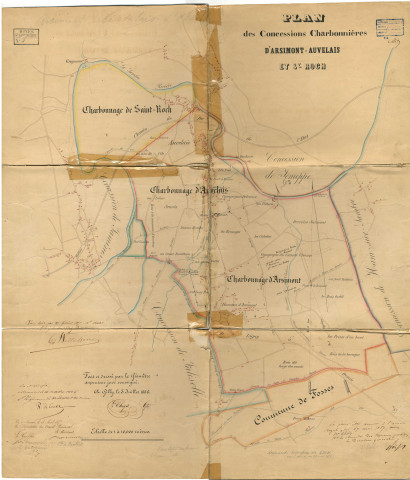 Plan des Concessions Charbonnières d'Arsimont-Auvelais et St Roch.
