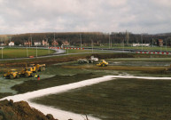 La Louvière. Houdeng-Aimeries. Nouveau chantier. Terrassement du pont-canal du sart sur le nouveau canal du centre.