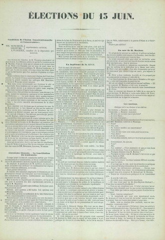 Deux appels de L'Ami de l'Ordre à voter pour les candidats de l'Union constitutionnelle et conservatrice de l'arrondissement de Namur.