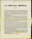 Prospectus publicitaire pour un nouveau journal non-cité (La Revue de Namur ?). Selon une mention manuscrite, ce document a été distribué le 15 décembre 1845.