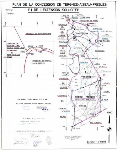 Plan de la concession de Tergnée-Aiseau-Presles et de l'extension sollicitée.