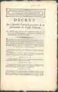 Décret de l'Assemblée nationale provisoire de la souveraineté du peuple namurois du 5 février 1793 concernant la formation de l'Administration provisoire du pays (signé des secrétaires Tarte junior, Quevreux, N.J. Boens, Henseval).