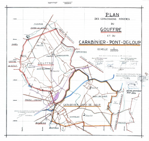 Plan des concessions minières du Gouffre et du Carabinier-Pont-de-Loup