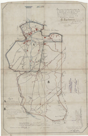 Plan annexé à la demande en date du 24 Décembre 1884 de la Société Anonyme des Charbonnages de la Réunion à Mont-sur-Marchienne en liquidation, tendante à obtenir la division de la Concession de la Réunion.