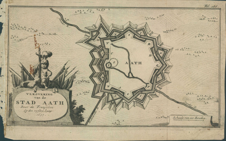 Verovering van de STAD AATH Door de Franschen Op den vyfden Iuny 1697. s.l.s.d