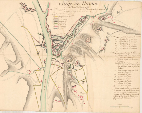 Siége de Namur.
Par l'Armée du Roy en 1746
L'Ouverture de Tranchée devant cette Place s'est faitte la nuit du 12 au 13 7bre est s'est rendüe le 19 du même mois