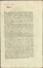 Courrier des députés des trois ordres de l'état du pays et comté de Namur invitant les officiers de justice ou de police, mayeurs et échevins des Villes, bourgs et villages de la province de Namur à fournir des recrues pour les régiments nationaux des Pays-Bas. Conditions des engagements.
