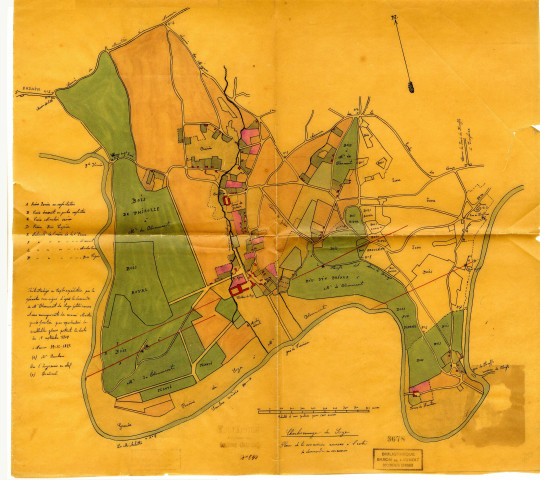 Charbonnage de Soye. Plan de la concession annexé à l'acte de demande en concession.