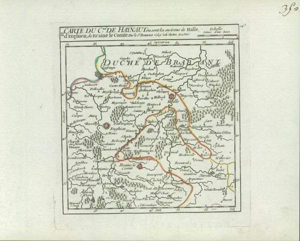 "II. Carte du Cté de Haynaut où sont les environs de Halle, d'Enghien, de Braine le Comte" réalisée par Robert de Vaugondy.