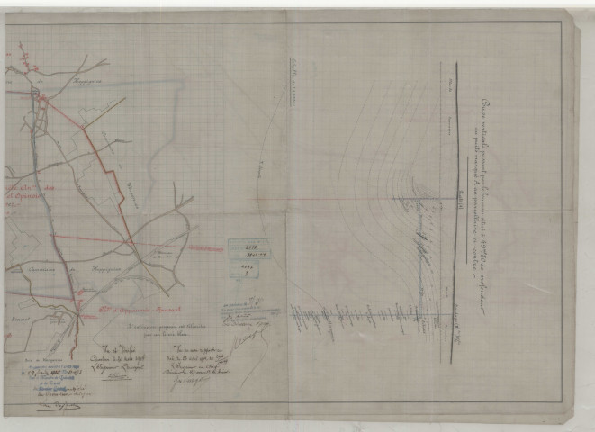 Société Anonyme des Charbonnages des Grand Conty et Spinois à Gosselies. Plan de la concession actuelle de cette société et de l'extension qu'elle sollicite.