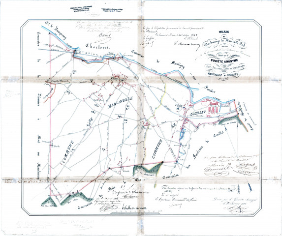 Plan du Charbonnage de Marcinelle Nord, relatif à la demande de maintenue en Concession formée par la Société anonyme des Hauts Fourneaux, Usines et Charbonnages de Marcinelle et Couillet.