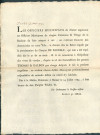 Annonce des officiers municipaux de Namur requérant des officiers municipaux de chaque commune et village de faire amener "la sixième tête de bétail" au couvent des Annonciades à Namur à la suite de la proclamation du 21 juillet 1794 du citoyen De Lecolle. Inspecteur des vivres et des viandes. Signé Coppoy.