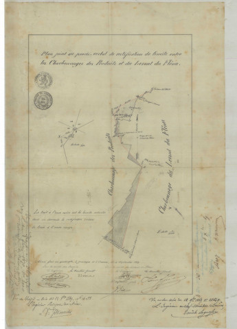 Plan joint au procès-verbal de rectification de limite entre les Charbonnages des Produits et du Levant de Flénu.