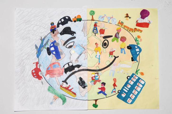 Namur. Dessins d'enfants sur la mobilité.