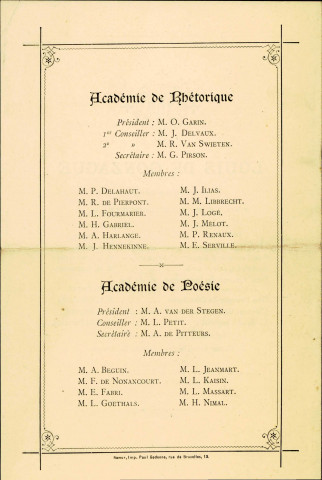 Invitation à participer à la séance littéraire et dramatique donnée, le 19 juin 1891, par les académiciens de poésie et de rhétorique du collège Notre-Dame de la Paix de Namur, à l'occasion du 3e centenaire de la mort de saint Louis de Gonzague. (2 exemplaires).