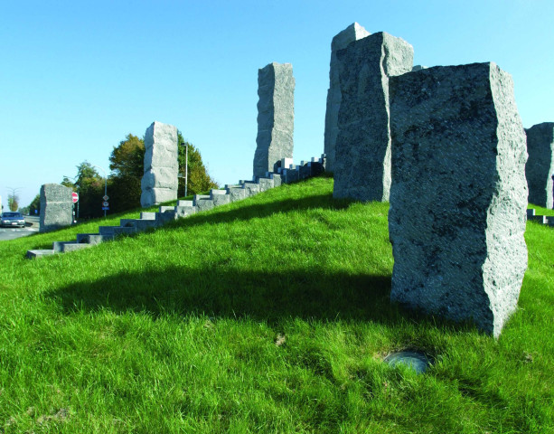 Namur. Rue Bayar. Retouche de diverses photos numériques de giratoires.