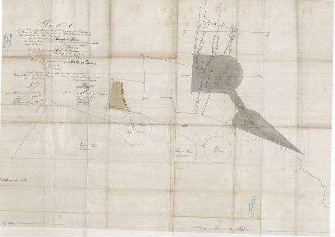 Plan N° 1. joint à la convention intervenue entre la Société anonyme du Charbonnage du Levant de Flénu, la Société anonyme de Belle et Bonne et la Société civile Charbonnière de Belle et Bonne...