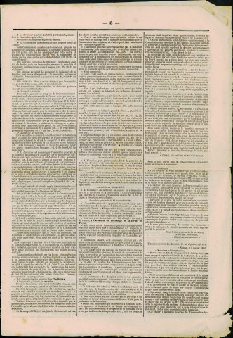 Supplément de L'Organe de Namur et de la province des 17 et 18 novembre 1862 relatant un conflit qui a éclaté entre la Commission administrative des Hospices et les parents de la comtesse d'Harscamp au sujet de l'hospice du même nom.