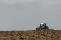 Waremme. Tracteur dans un champ.