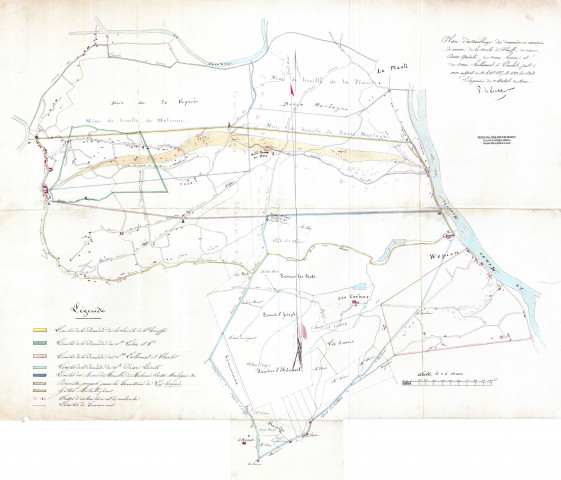 Plan d'assemblage des demandes en concession de mines, de la société de Floreffe, du sieur Drion-Quérité, des sieurs Lesire et des sieurs Lallement et Charlot,...