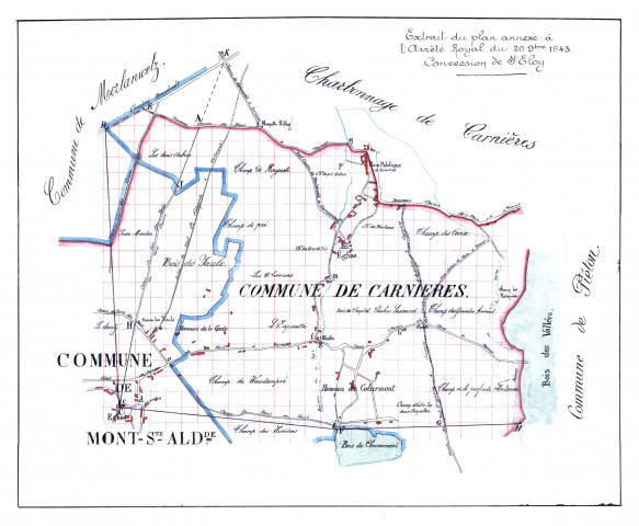 Extrait du plan annexé à l'Arrêté Royal du 20 9bre 1843. Concession de St Eloy.