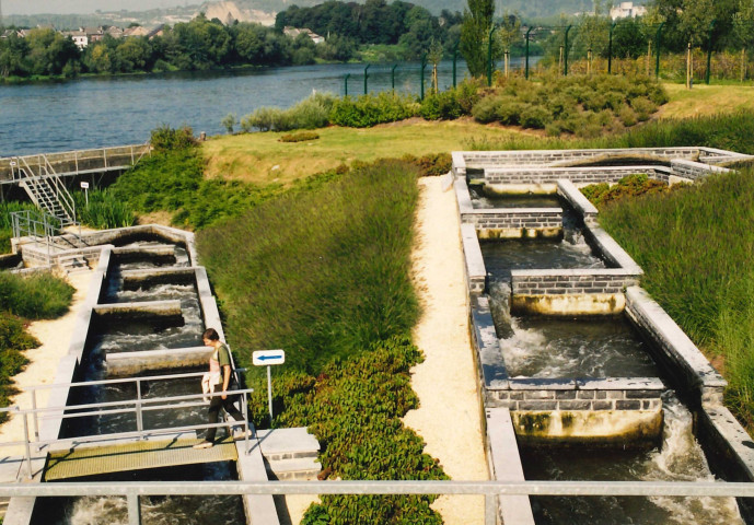 Visé. Lixhe. Barrage-écluse et échelle à poissons lors de la journée du patrimoine.