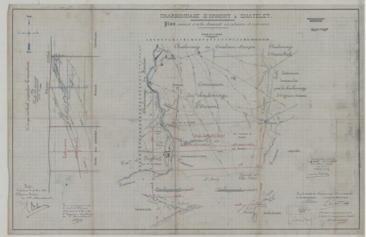 Charbonnage d'Ormont à Châtelet. Plan annexé à notre demande en extension de concession.