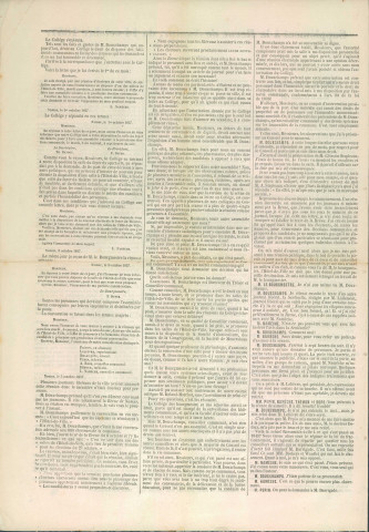 Supplément à La Revue de Namur du 14 octobre 1857 relatant la séance du Conseil communal du 10 octobre 1857.