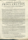 Proclamation à la population des administrateurs du pays namurois sur la constitution trop lente du régiment du Namurois et appel à s'engager. Signé .N. Tassin président, Quevreux secrétaire-général.