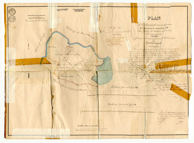 Plan de la demande en extension de Concession de mines de houille d'une partie de terrain sous la Commune de Chatelet faite par la Compagnie du Charbonnage de Pont de loup sud.