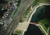 Liège. Vues aériennes de la liaison E25-E40 d'Angleur à Cointe.