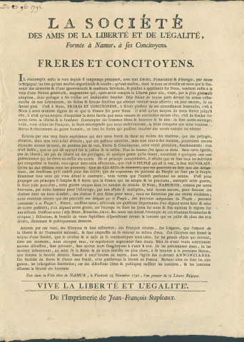 La Société des Amis de la Liberté et de l'Egalité fait part de son adhésion aux valeurs de la République française