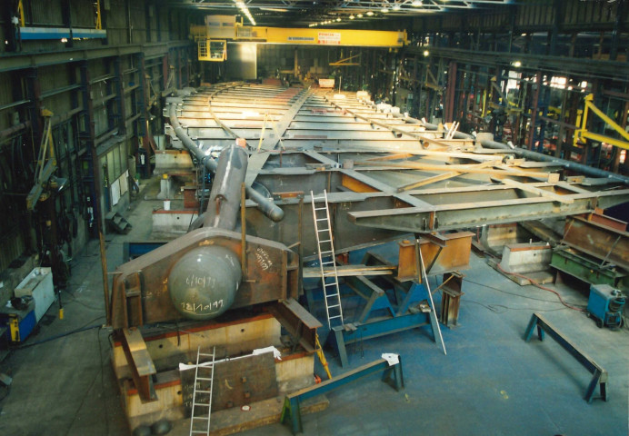 Clavier. Ocquier. Atelier Poncin. Montage à blanc du pont enjambant la tête Guillemins (E40-E25).