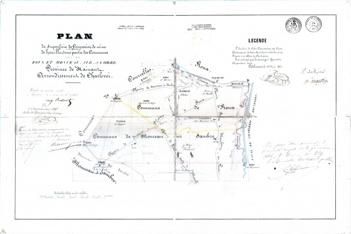 Plan de Superficie de Concession de mine de houille de Martinet sous partie des Communes